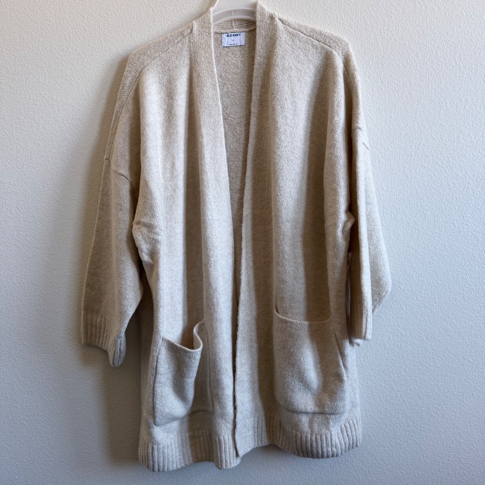 NWT Old Navy Wmn 4X Ecru Slow Motion OP Open Front Cardigan Sweater 720541-03-1